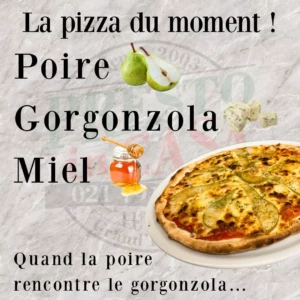 La pizza du moment ! Poire, Gorgonzola, Miel